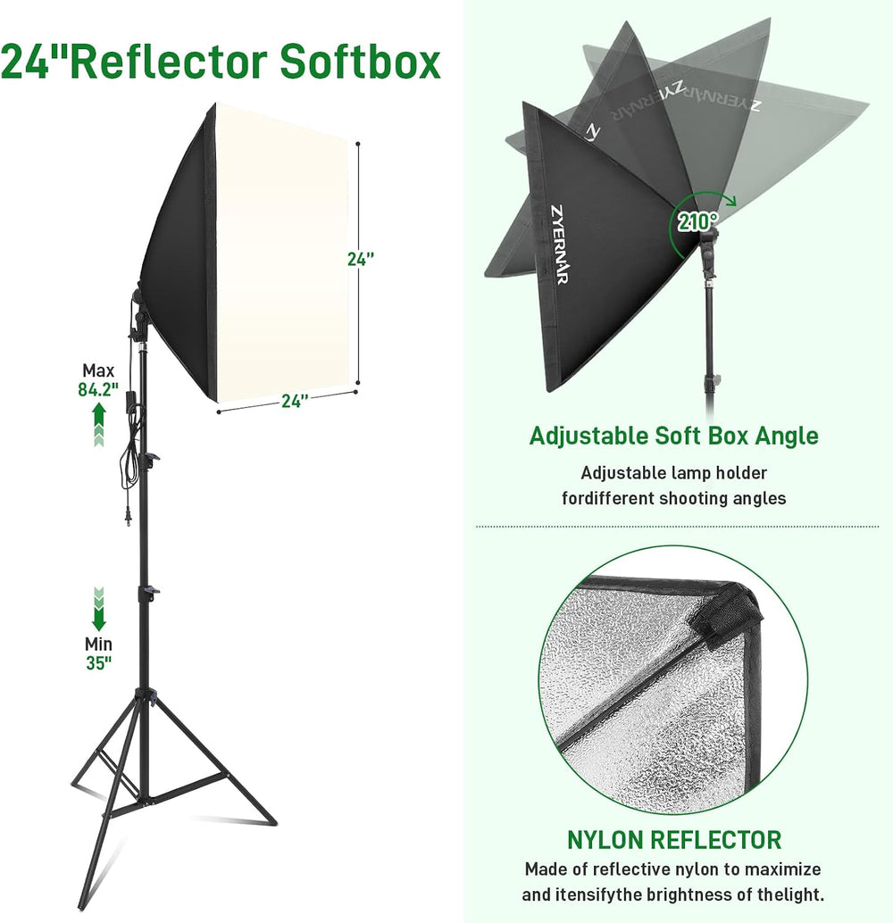Photography Lighting kit with Backdrops, 8.5x10ft Backdrop Stands, Zyernar LE...