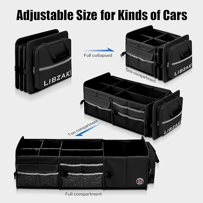 LIBZAKI Oversize 4 in 1 Car Trunk Storage Organizer