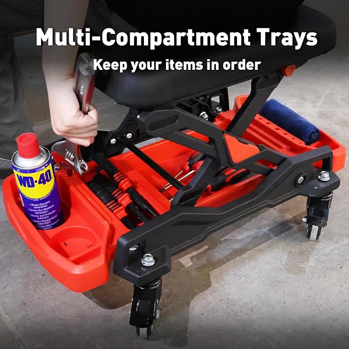 Automotive Creeper Seat with Rolling Wheels, 300 LBS Capacity Mechanic Stool