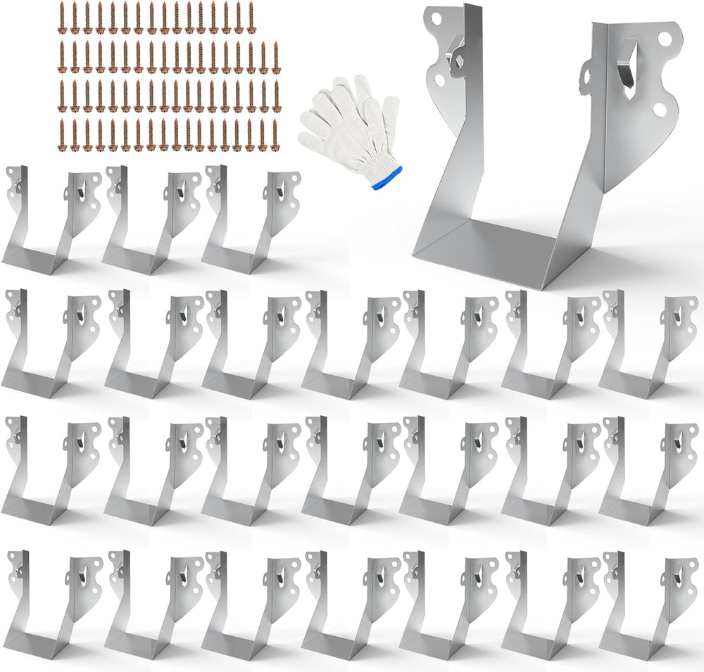 25 Pack 2x4 Joist Hangers with Screws for Wood, Galvanized Face Mount