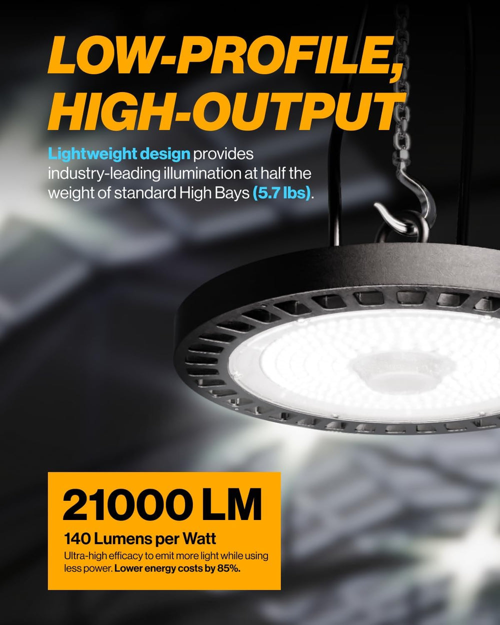 Sunco 50 Pack UFO LED High Bay Light, 150W, 5000K, 21000LM, Dimmable