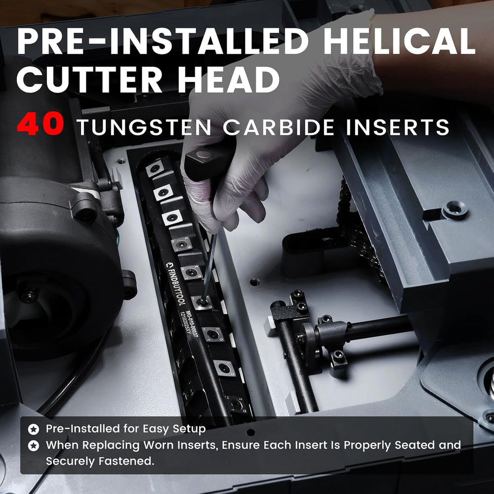 FindBuyTool 13" Benchtop Thickness Planer with Helical Cutterhead (FB132H)