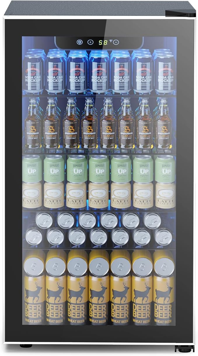 Mini Fridge 130 Can Beverage Refrigerator Cooler, 3.2 Cu.Ft Drink Fridge