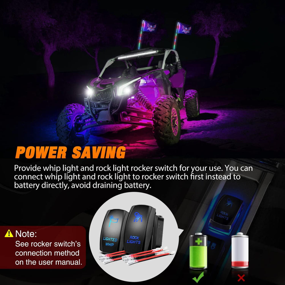 Nilight 2PCS 3FT RGB LED Whip Light and 4 PCS Rock Lights Combo Kit