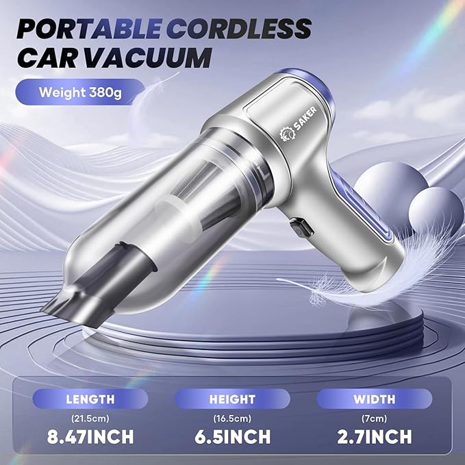 Saker Car Vacuum Portable Cordless 15000PA, 3 in 1 Handheld Vacuum