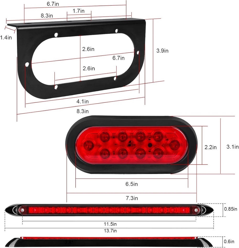 LIMICAR Trailer Lights Kit with 13.7-Inch Light Bar and 6 Marker Lights