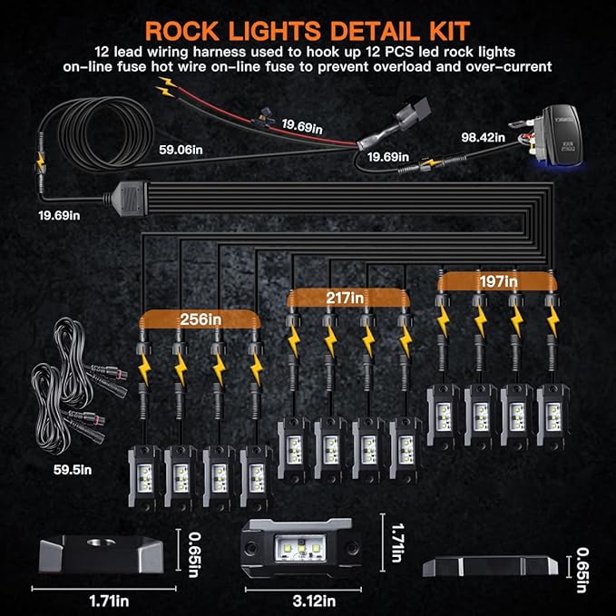 R4 Pure White LED Rock Lights Kit