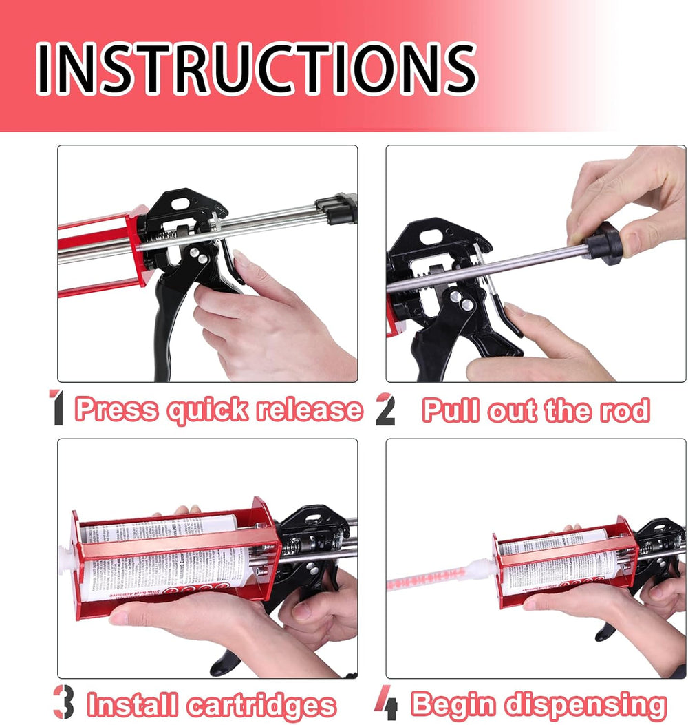 Dual Cartridge Epoxy Gun for 450mL, 600 mL, 650 mL 1:1 & 2:1 Ratio Manual...