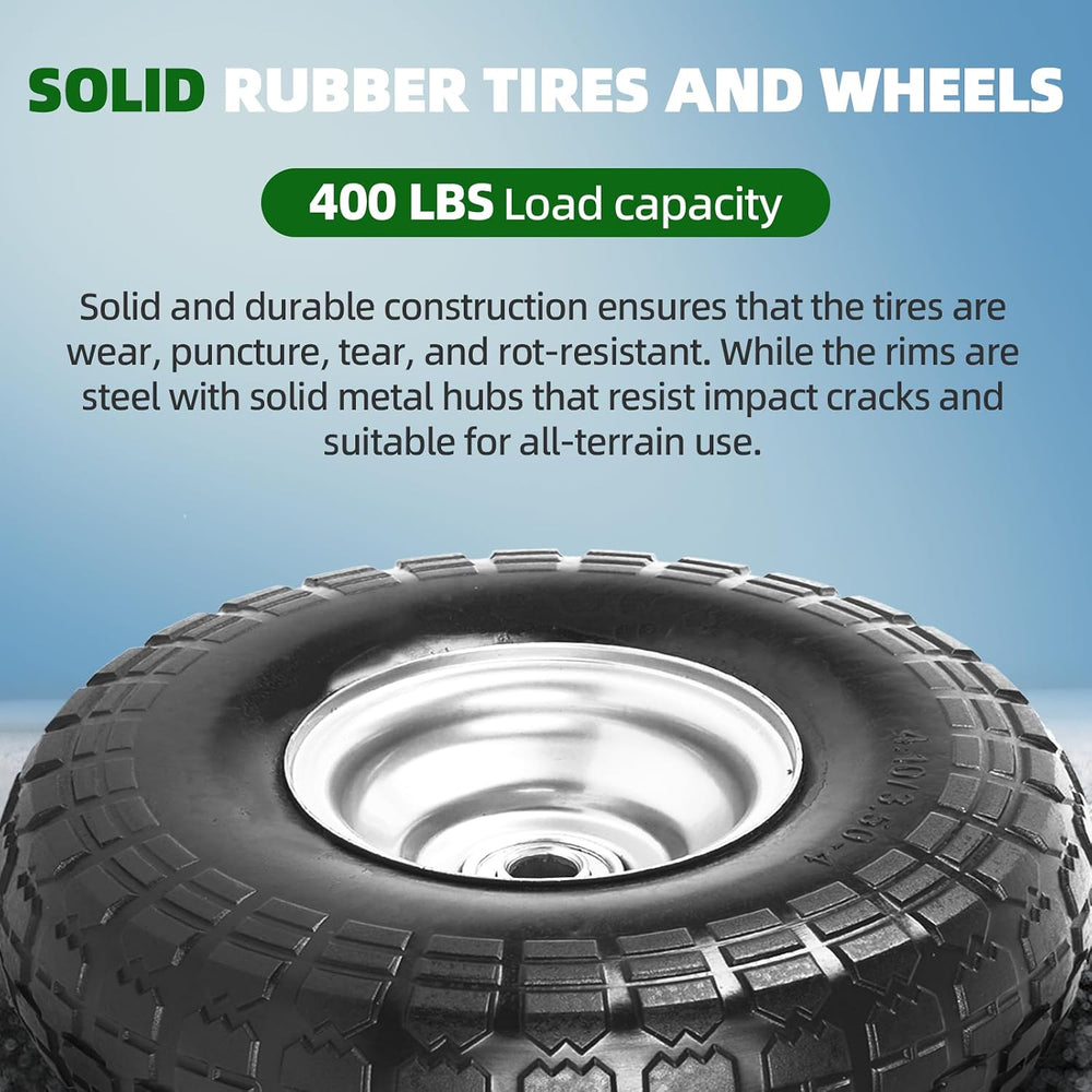 AR-PRO 2-Pack 4.10/3.50-4 Flat Free Tire and Wheel, 10" Solid Dolly Wheels