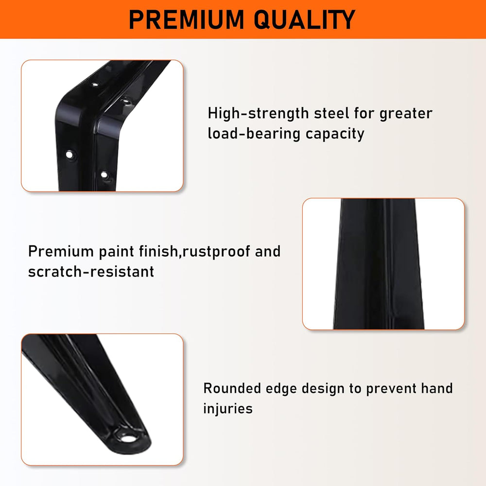 ELSKER&HOME Shelf Brackets 10 Inch 32 Pack Black Metal L Brackets for Shelf
