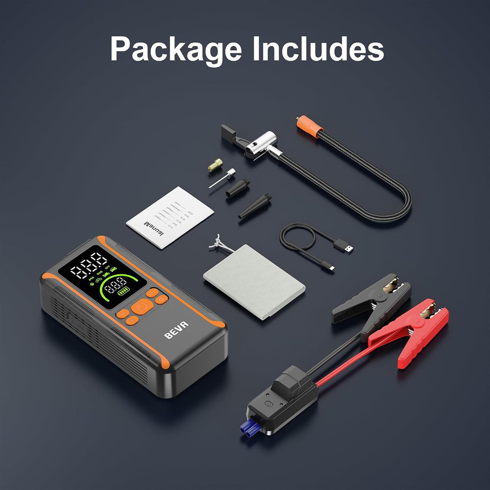 BEVA CAP11A Jump Starter with Air Compressor, 150PSI Tire Inflator