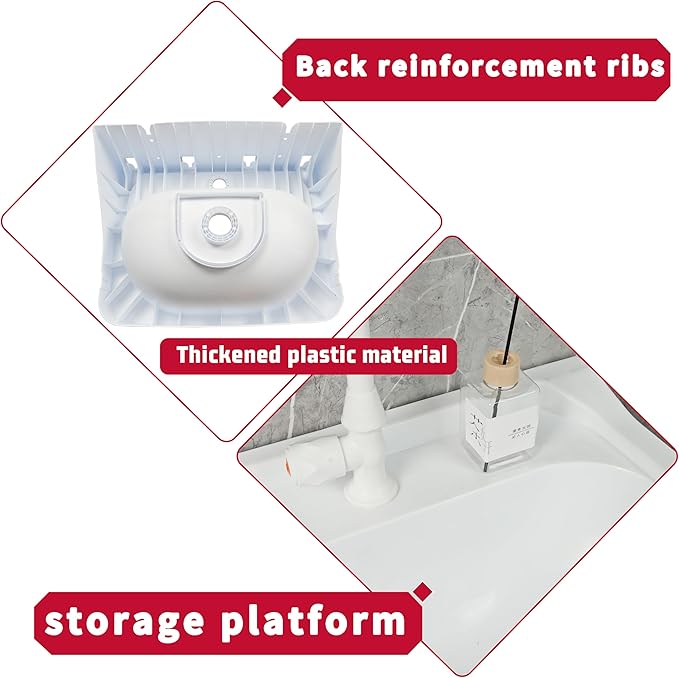 Wall Mount Bathroom Sink 19.7*15.3 No-Drill Installation Self-Adhesive Wash