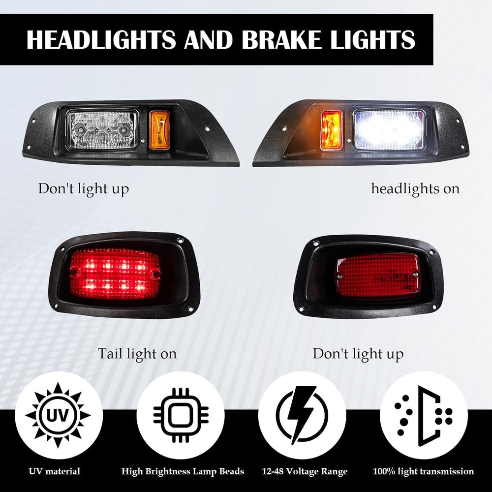 EZGO TXT 1996-2013 LED Adjustable Light Kit 48V, 2 LED headlight, 2 LED taill...