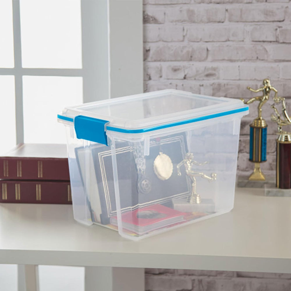 Sterilite Gasket Storage Box with Lids for Home & Office, 20 Quart, 6-Pack