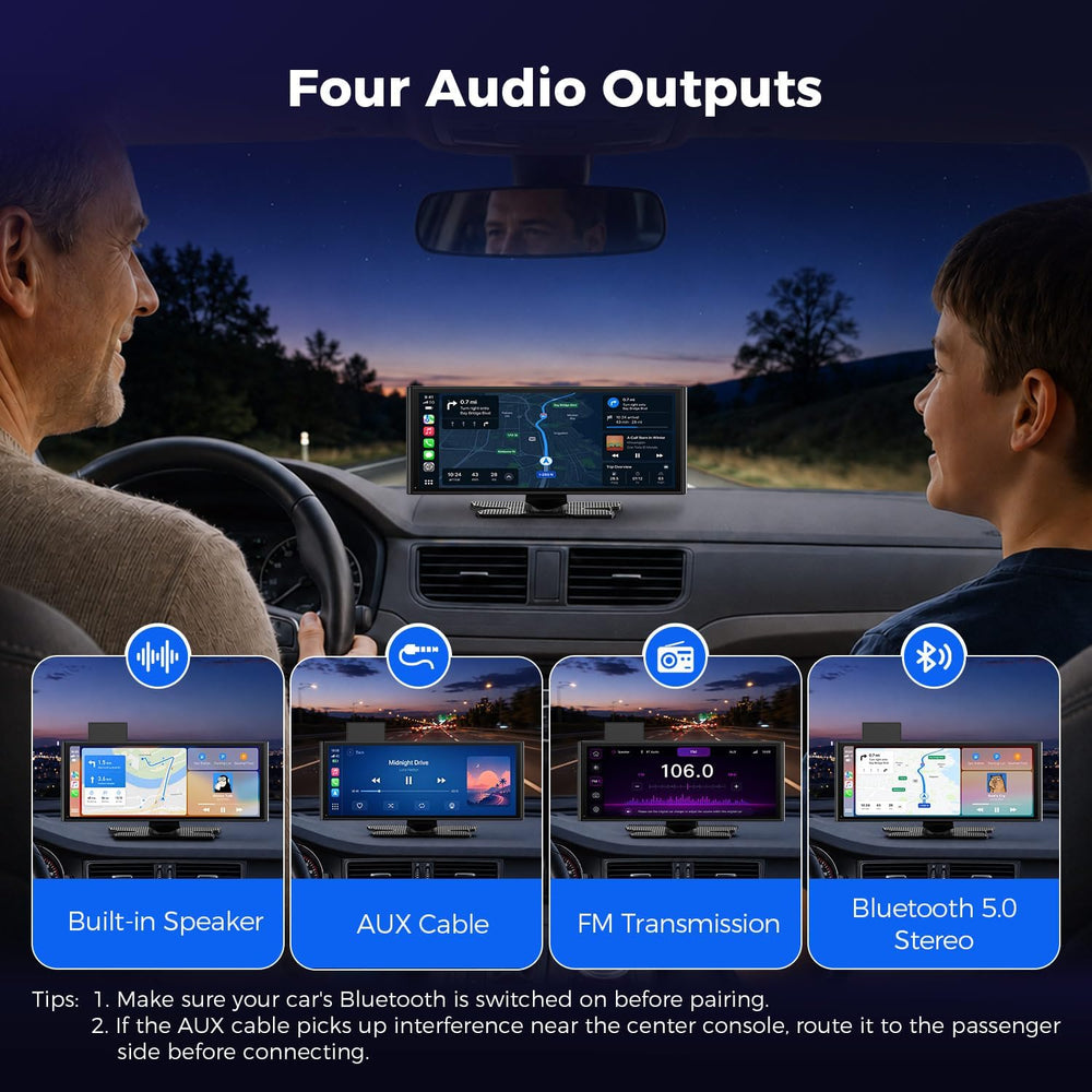 9.26" Wireless CarPlay Screen with 4K+1080P Dual Dash Cam Front and Rear