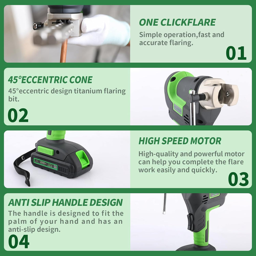 Electric Flaring Tool Kit for 1/4-3/4 in HVAC Cordless Flare Tool