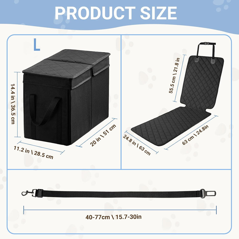 Dog Car Seat Extender with Seat Cover, Front & Back Seat Extender with St...