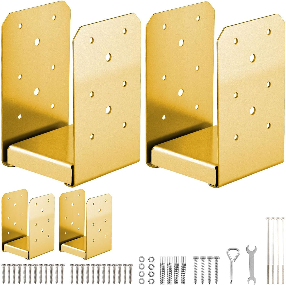 4"x4" Adjustable Post Base, 4Pcs，Golden,Stainless Steel Post Anchor...