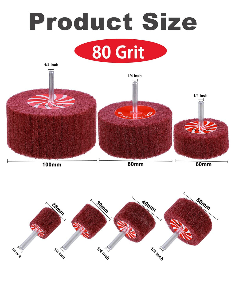 Rocaris 14 Pack Rocaris Buffing Flap Wheels - 7 Size Flap Disk