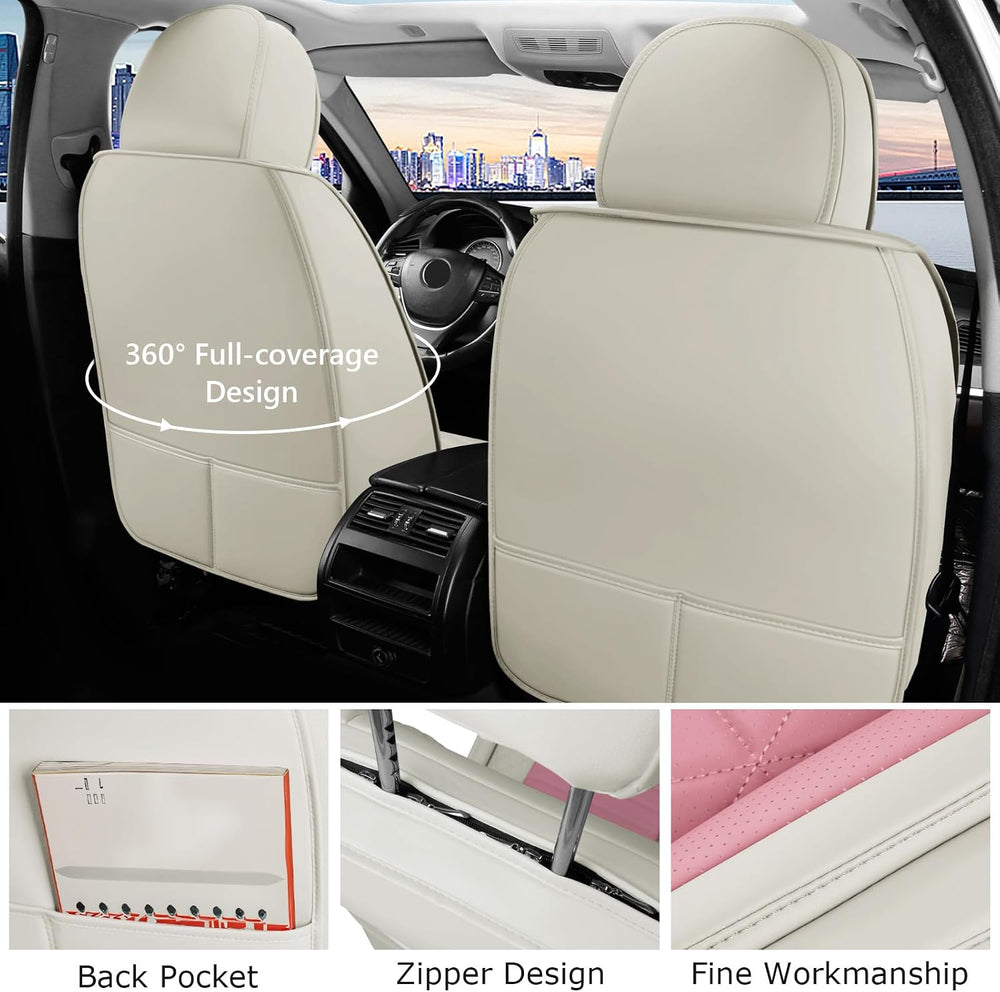 otoez Car Seat Covers Full Set, Nappa Leather Seat Covers for Cars with Lumba...