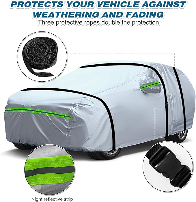 TUCAREST 6-Layers Premium Heavy Outdoor Pickup Full Car Cover Hard Shell Zipper