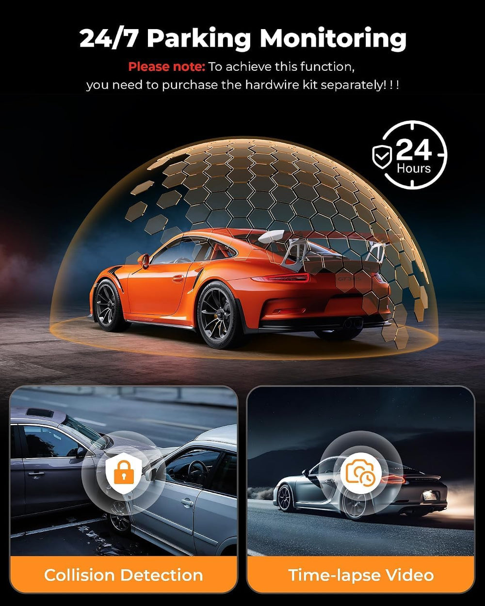 Dash Cam Front and Rear, 4K Front Camera, WiFi and GPS