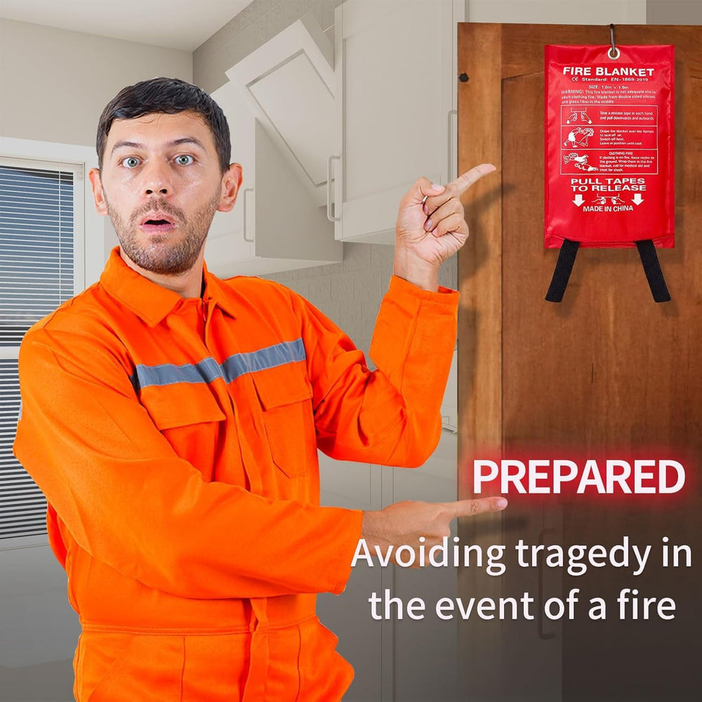 2 Pack Fire Blankets Emergency for Home, 40” x 40” Silicone-Coated Fiberglass...