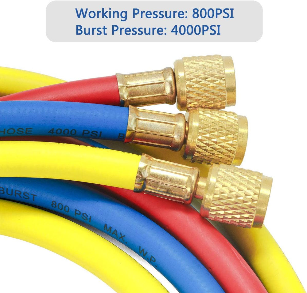 Elitech Refrigerant Charging Hose for R134a R404a R12 R22 Air Conditioning Re...