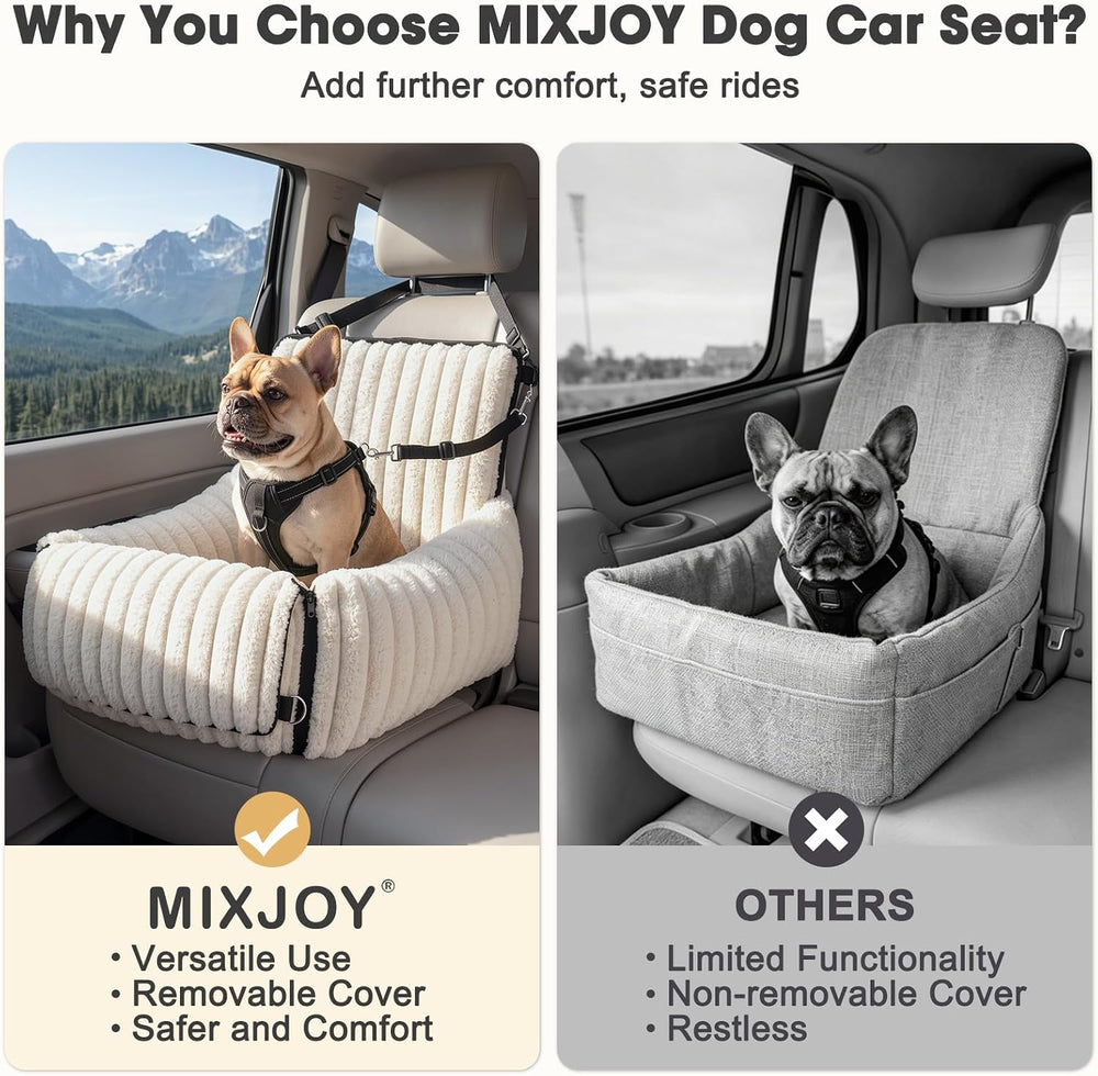 MIXJOY 6-in-1 Dog Car Seat for Small/Medium Dogs up to 23 lbs, Beige