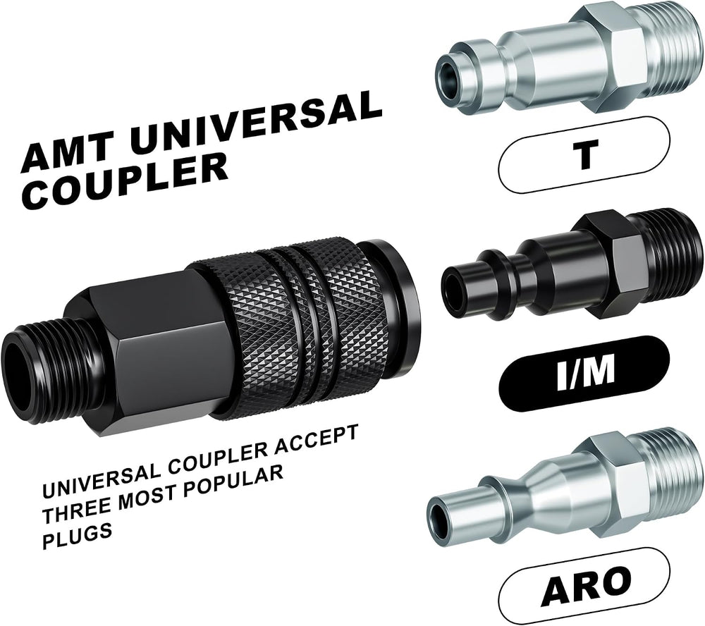 Air Coupler Mount Stationary Port with 1/4” NPT Universal Coupler and I/M Plug