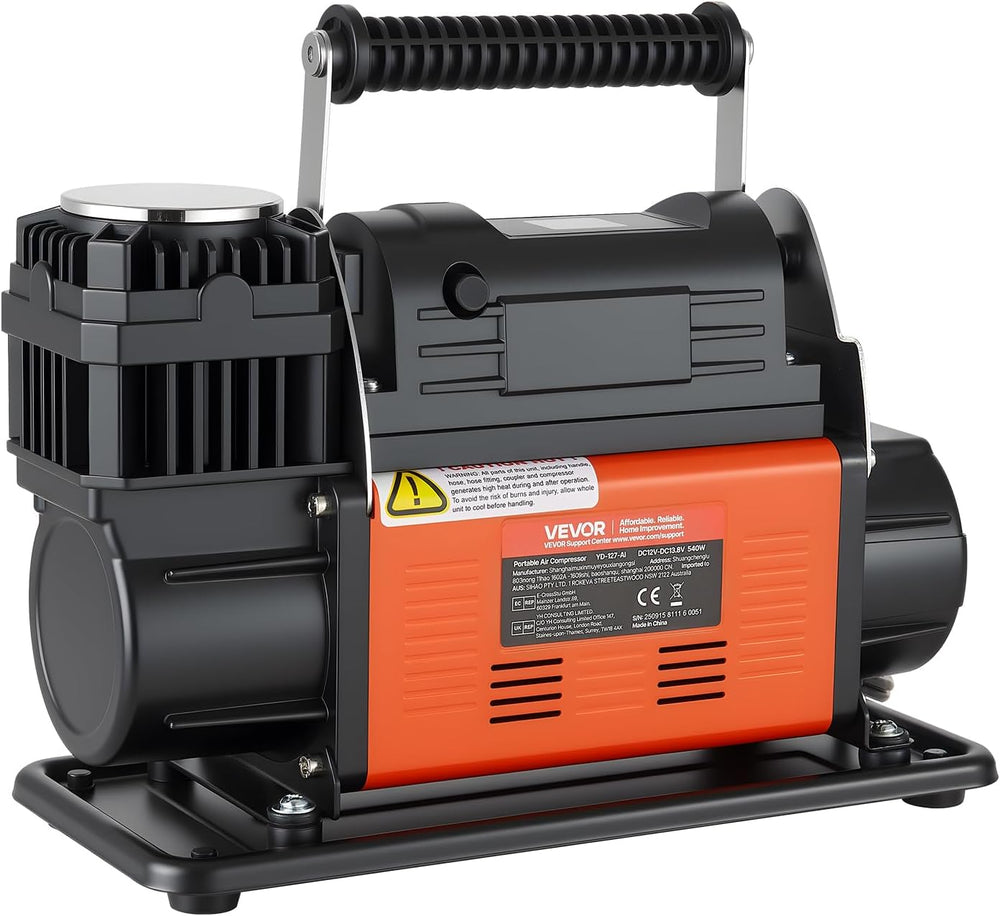 VEVOR 12V Heavy Duty Air Compressor, Auto-Stop Portable Tire Inflator with LC...