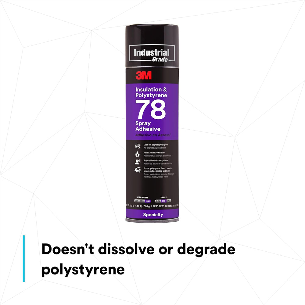 3M Polystyrene Foam Insulation Spray Adhesive 78, Clear, 24 fl oz Can
