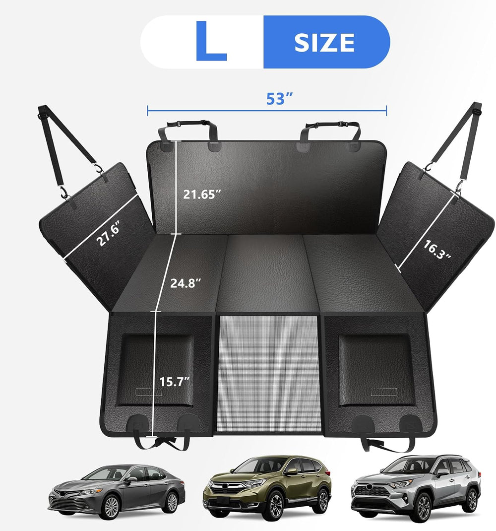 Hard Bottom Dog Car Seat Cover for Back Seat, PU Leather Extender