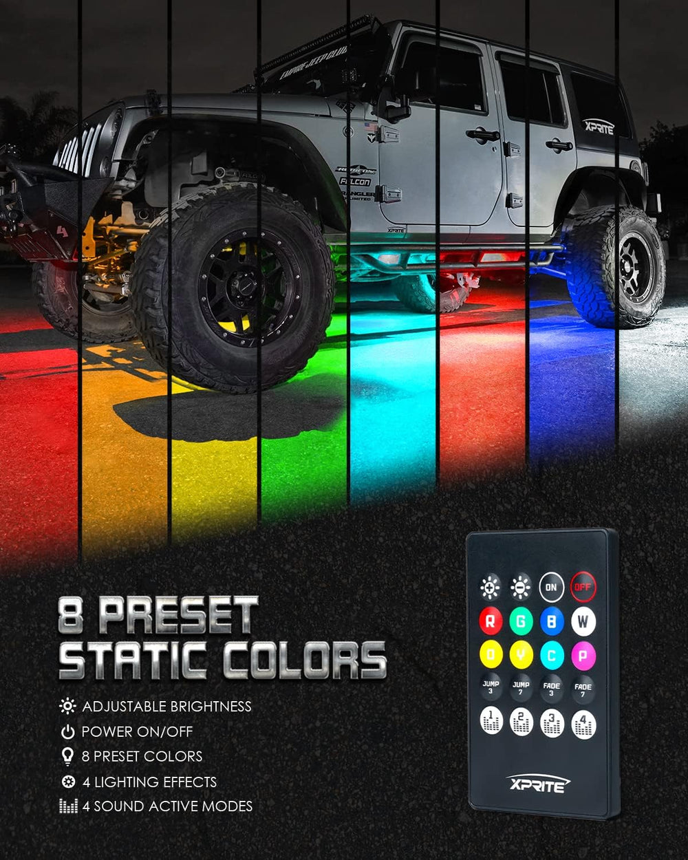 Xprite Car Underglow Neon Accent Strip Lights, 4Pcs RGB 252 LEDs Underglow Ki...