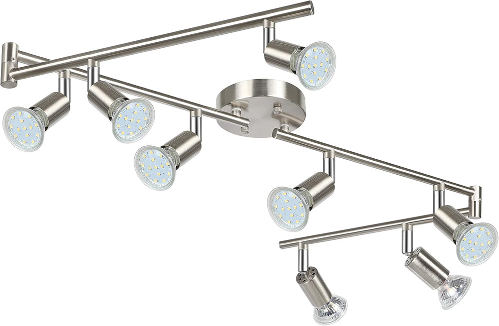 Unicozin LED Track Lighting Kit, 54.13'' Matt Nickel 8 Way Ceiling Sp...