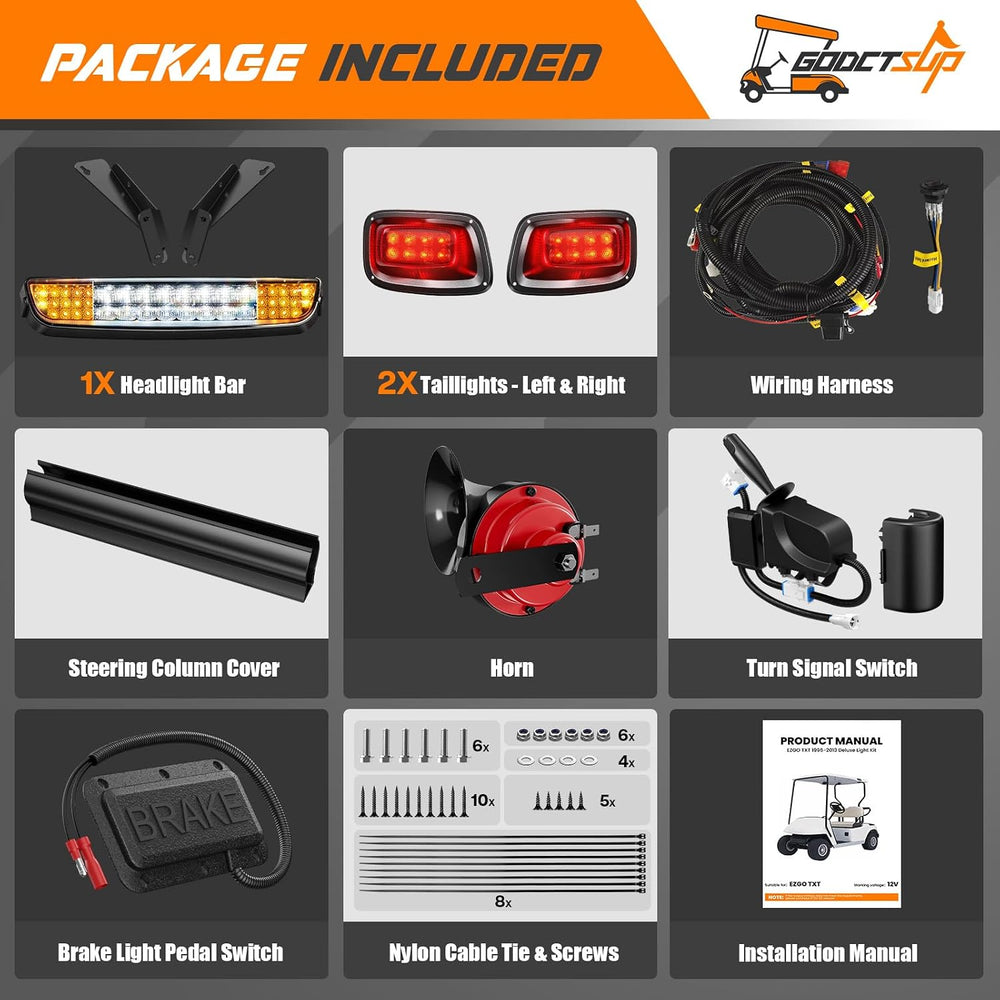EZGO Deluxe Light Bar Kit, Golf Cart LED Light Kit for EZGO TXT 1996-2013 Gas...