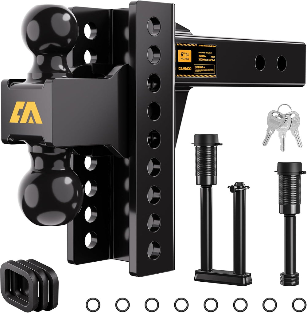 CAMMOO Adjustable Trailer Hitch for 2inch Receiver & 6 inch Rise/Drop Hitch