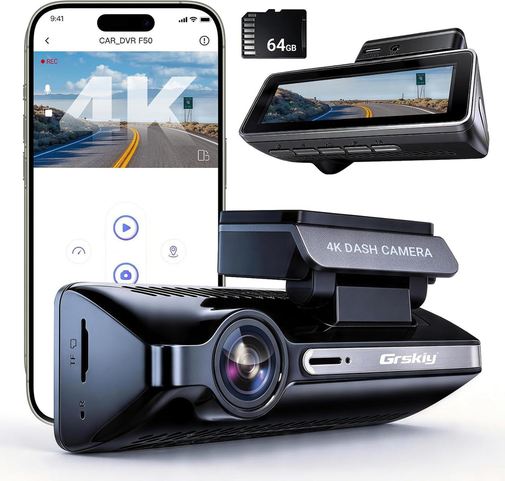 4K Dash Cam Front and Rear, Car Dash Camera with Built-in GPS, 5GHz WiFi, Nig...