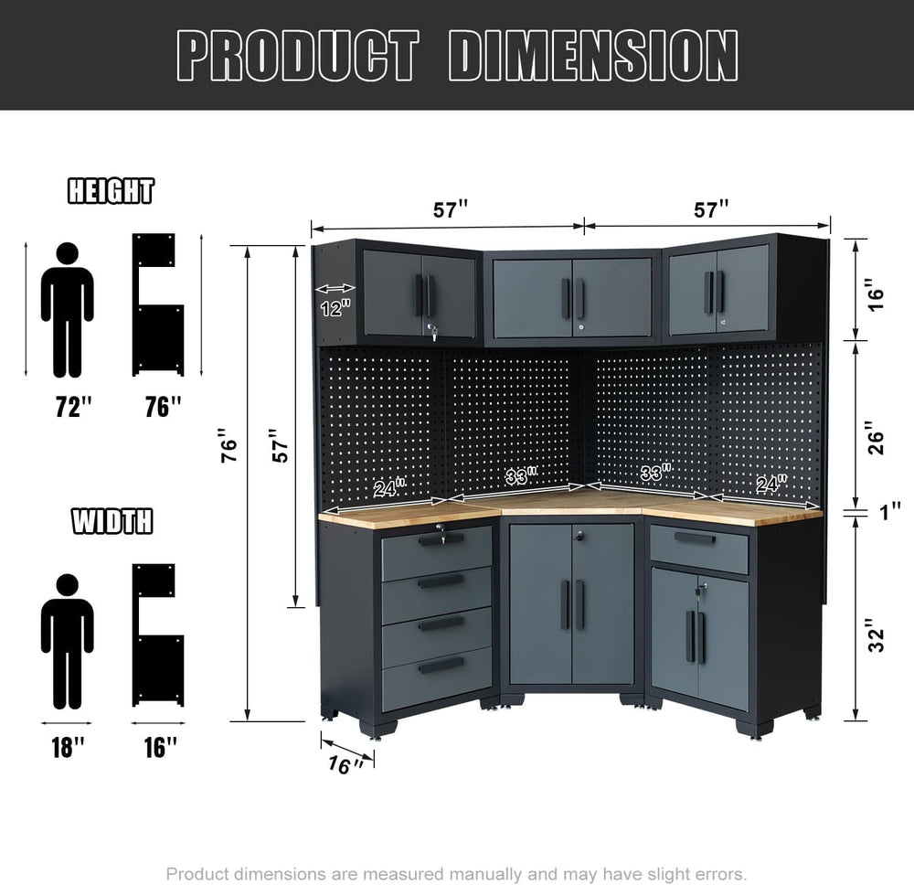 8-Pcs Garage Storage Cabinet System, Black and Grey