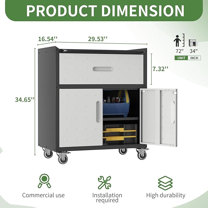Metal Tool Cabinet, Garage Storage Cabinet System, Wall Cabinet & Locking