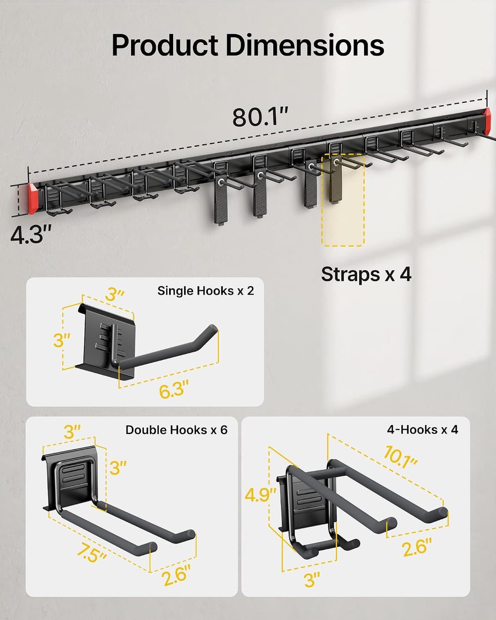 monTEK 80" Garage Tool Organizer Wall Mount, 800 LBS Heavy Duty Tool Rack