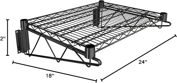 18" x 24" Black Epoxy Wire Wall Mount Shelf