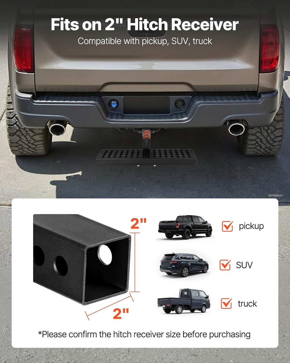 VEVOR Hitch Step for 2 Inch Receiver, Universal Rear Bumper Guard Protector w...