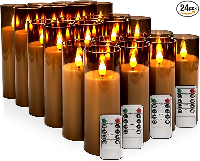 Halloween Decoration Flickering Flameless Candles Battery Operated Timer Led ...