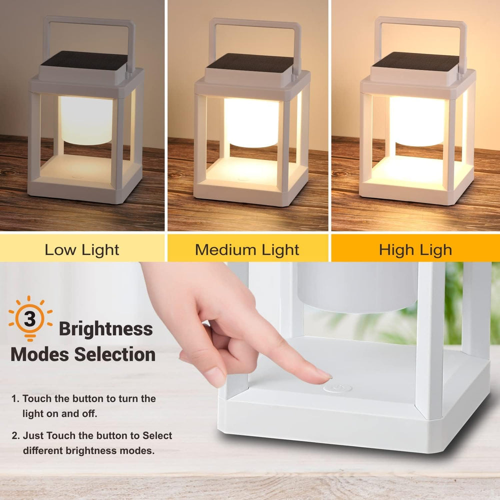 Outdoor Table Lamp, 3-Level Brightness LED Nightstand Lantern, Portable Recha...