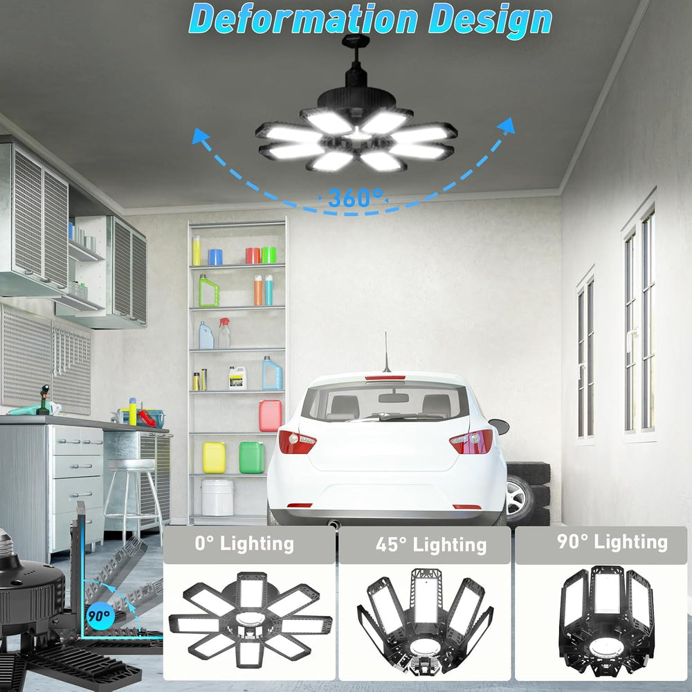 Garage Light 6 Pack - 240W 24000LM 6500K Garage Lights Ceiling LED with 8+1 D...