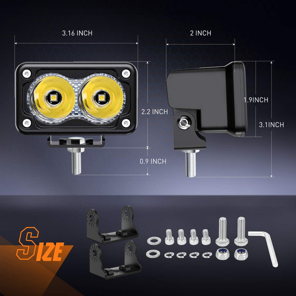 Nilight Pro Series 2PCS 3 Inch Motorcycle LED Pod Auxiliary Spotlight