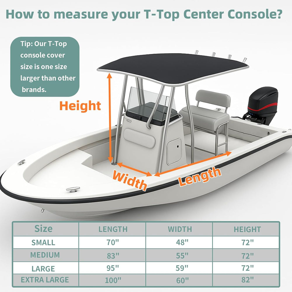 1200D Waterproof T-Top Boat Center Console Cover with Motor Cover