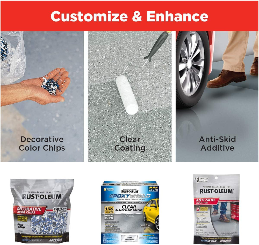 Rust-Oleum EpoxyShield Garage Floor Coating, Gloss Dark Gray, 2.5 Car Kit