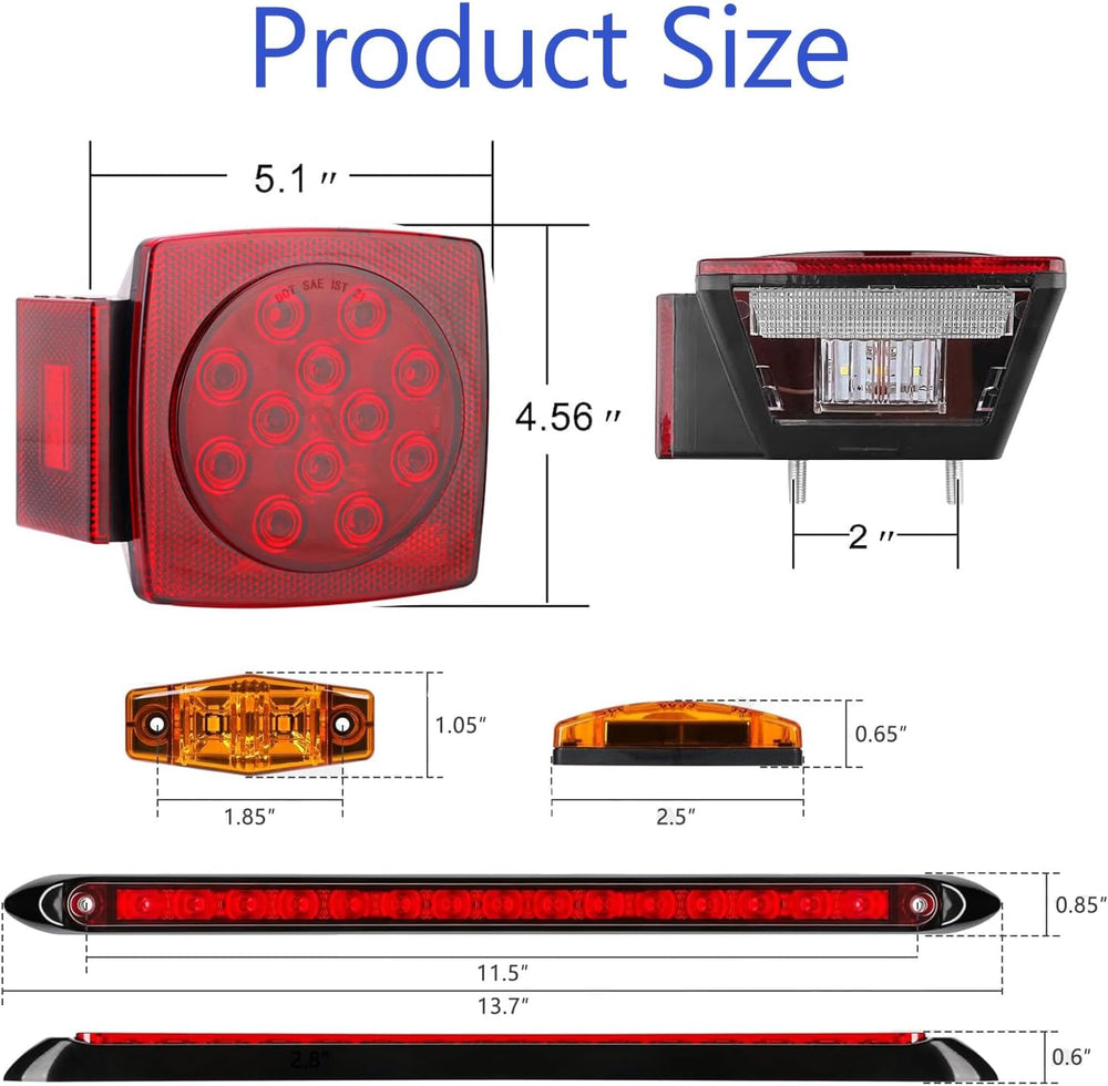 LIMICAR Trailer Light Kit with 15-LED Light Bar 6 Marker Lights